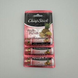 3 Packs Chapstick FRUIT PUNCH .15 oz Lip Balm Skin Protectant Paraben Free